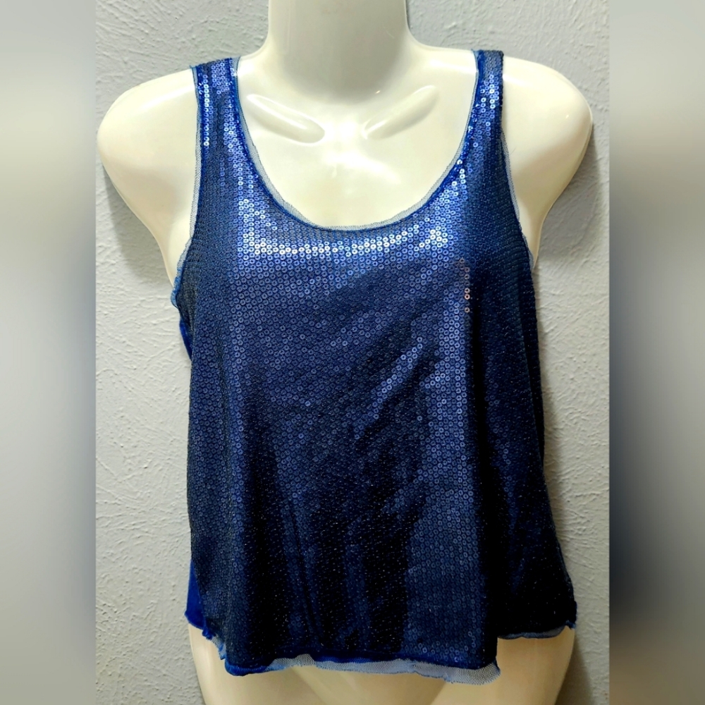 NWOT! Allover Front- Sequin Tank Navy from American Eagle XS/S
